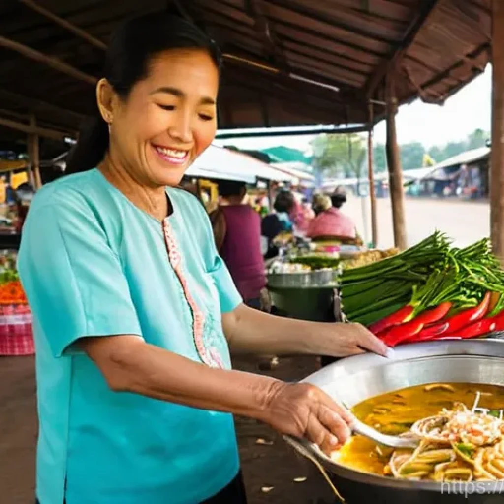 사투리와 표준어 비교 - **Prompt 1: Northern Thai Market Delights**
    A heartwarming scene at a traditional morning market...