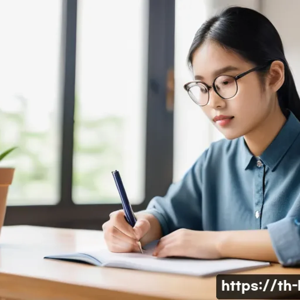 국어 임용고시 기출 분석 - **Prompt:** A focused young Thai woman (early 20s) diligently studying at a well-organized desk in a...