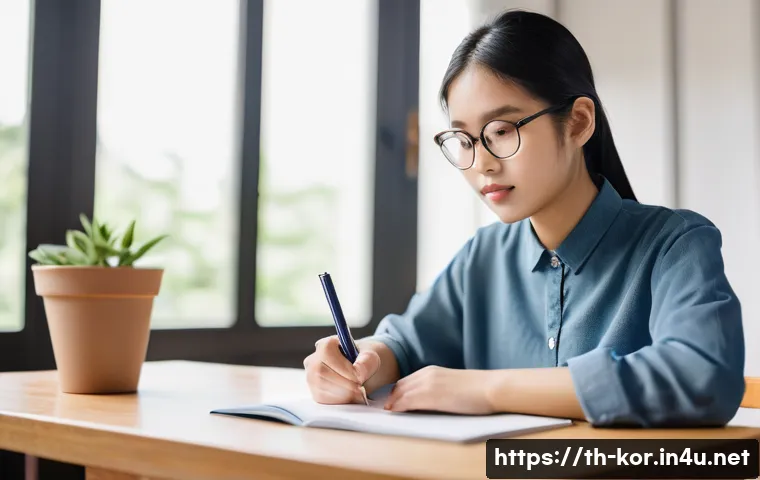 국어 임용고시 기출 분석 - **Prompt:** A focused young Thai woman (early 20s) diligently studying at a well-organized desk in a...